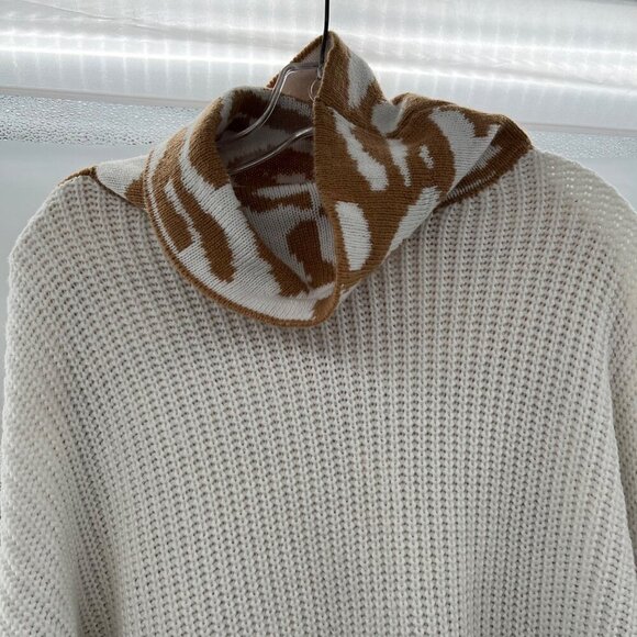ANDTHEWHY Women's Cowl Neck Knit Pullover Sweater Long Sleeve Cuffed Size S/M - Picture 2 of 9